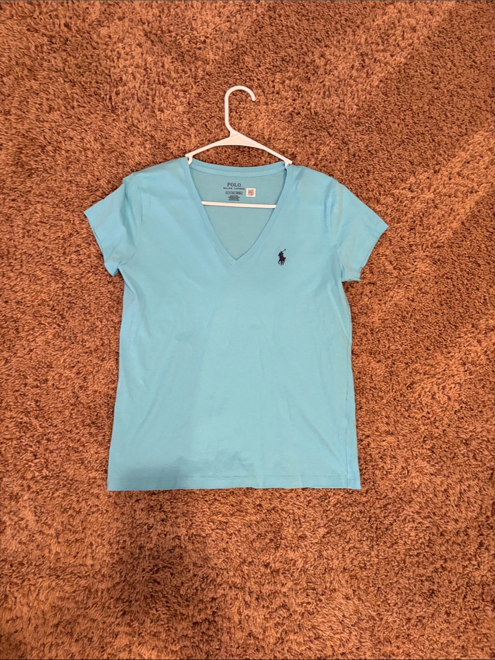 Polo by Ralph Lauren Women's Sky Blue V‑Neck Short Sleeve Tee